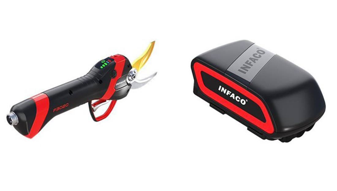 Sécateur électrique INFACO F3020 et sa batterie © INFACO 